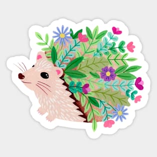Floral hedgehog gouache painting Sticker